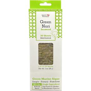 Green Seaweed, 30 Sheets, 1 oz, Dried Fish Food for Marine and Freshwater Aquarium Species