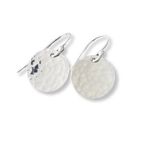 Sterling Silver Disc Earrings Hammered Simple