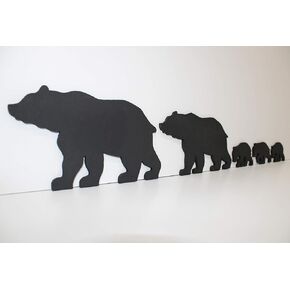 Black Bear Family - Bear Wall Art - Bear Woodwork - Wooden Bear Silhouette - Bear Family Art - Bear Family of 5 - Animal Art