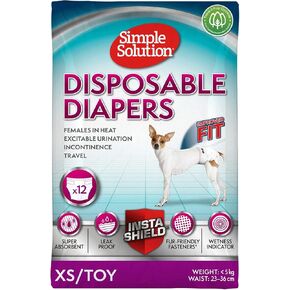 Simple Solution Disposable Dog Diapers for Female Dogs | Super Absorbent Leak-Proof Fit | Large | 12 Count (Pack of 1)