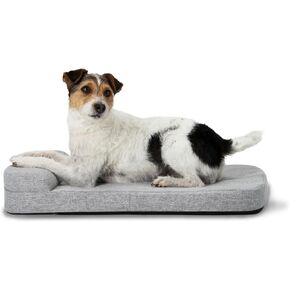 Diggs Bolstr Dog Bed I Water Resistant Pet Bed I Removable Outer Cover I Grey Comfortable Dog Bed with Headrest I Grey (Small)