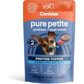 CANIDAE Pure Petite Protein Topper Wet Dog Food for Small Breeds, Chunks of Real Tuna in Gravy Recipe, 1.4 oz. (Case of 12)