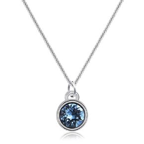 Silver Aquamarine Circle Pendant Necklace Blue Stone Necklace Handmade Aquamarine Necklaces for Women Aquamarine Jewelry