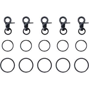 5 Pcs Dog Tag Clips with 3/4 Inch & 1 Inch Keychains - MultiPurpose Metal Dog Tag Rings for Pet Kitten Cat Collars ID Holder Harnesses (Rose Gold)
