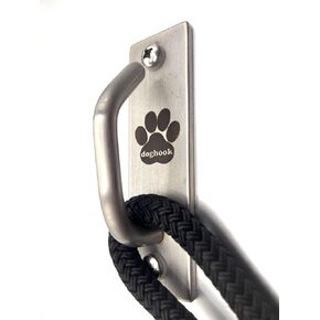 Dog Leash Hook - Compact - Hooks for Wall - Hanger for Leashes - Safety Pet Holder - Metal Dogleash Holders - Wood Mount - Mounted Hangers for Pets