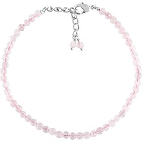 Natural Real Rose Quartz Crystals Bracelet, 3mm Best Grade Micro Cut Beads, Chakra Healing Gemstone, Beautiful Simple Jewelry, Silver Plated Jewelry 7+1 inch in Saudi Arabia