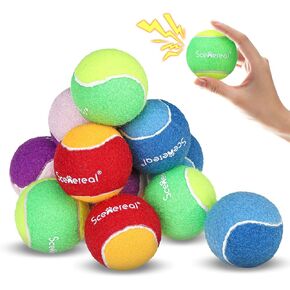 SCENEREAL Tennis Balls for Dogs 12 Pack, Squeaky Dog Toys for Small Medium Large Dogs, Tough Interactive Dog Chew Toys for Training, Exercise, High Bouncing 2.5in