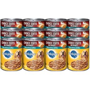 طعام الحيوانات الأليفة من بيدجري، 24 قطعة من قطع الدجاج والأرز، 13.2 أونصة (عبوة من 12 قطعة) in Kuwait