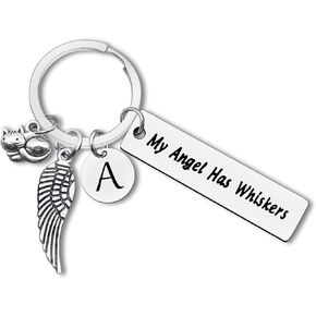 Dabihu Loss of Cat Memorial Keychain Initial Charm Jewelry Sympathy Gifts for Pet Loss in Memory of Cat Gifts for Cat Lovers Owners