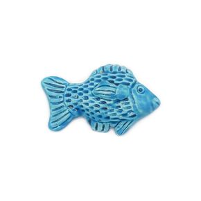 Ceramic Fish Wall Hanging, Hand Painted Colorful Artisan Pottery Wall Decor Beach Themed, Unique Ocean Wall Art For Home Decor (13cmX8cm, Terracotta)
