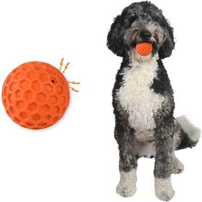Doug's Dog Supplies Honeycomb Squeaky Ball, Dog Balls, Squeaky Balls for Dogs, Rubber Dog Ball for Medium to Large Dogs (Pink, 1)