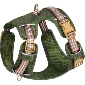 Beirui Dog Harness Medium Sized Dog,Adjustable No Pull Pet Harness Easy Walking,Breathable Oxford Leather Dog Harness,Reflective Strips with Metal Front Clip Control Medium Large Dogs,(Red,M)