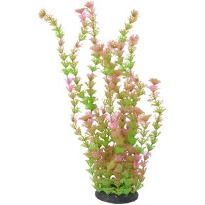 CNZ Aquarium Plastic Plant Decoration w Ceramic Base Medium 15-inch, Green Beauty
