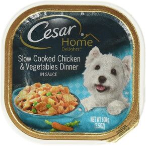 Cesar Home Delight Wet Dog Food, Chicken and Vegetables, (24), 3.5 Oz Trays