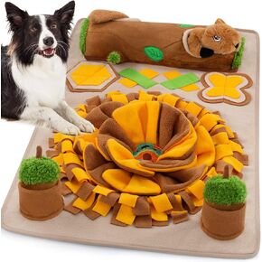 Snuffle Mat for Dogs,Dog Feeding Mat Sniff Mat Interactive Dog Puzzle Mat for Training and Stress Relief Encourages Natural Foraging Skills (Brown)