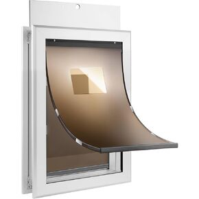 Large Dog Door for Exterior Door - Dog Doors for Large Dogs, Aluminum Doggy Door for Medium Large Dogs Up to 100 lbs with Double Flap & Lock Panel for Ruff Weather