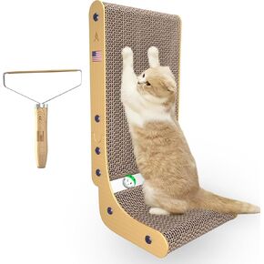cat Scratcher Durable L Shape Cat Scratch Pad Cat Toys Multifunction Cat Scratch Pad Wall Mounted Cat Scratching Cardboard Post with Ball Toy for Indoor Cat Pet Hair Remover & Catnip Included in Saudi Arabia