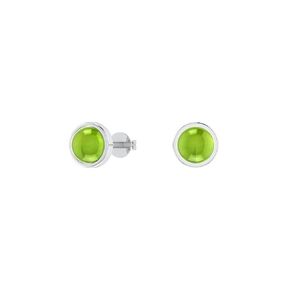 Green Peridot Earrings for Women, 6mm Gemstone Stud Earrings, Round Bezel Set Studs, August Birthstone, 925 Sterling Silver, Party Wear, Gift for Her (Peridot)