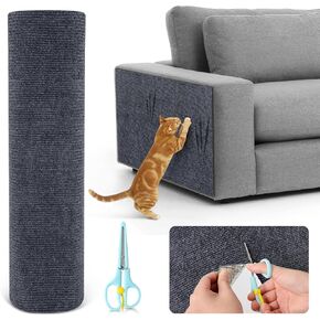 Cat Scratching Mat Self-Adhesive, 78.7 * 15.7in Trimmable Cat Scratching Post, Cat Scratch Furniture Protector for Couch Sofa Carpet, Anti Climbing Wall Scratcher (Grey)