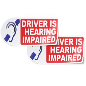 Driver is Hearing Impaired Deaf Sticker Decal (4" x 2", 2 Pieces) - Protect Your Family by Flippin Stickers