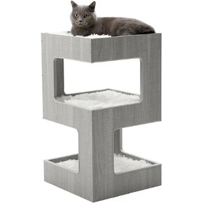 ACH Modern Cat Furniture Cat Tree Spacious Perch Multi-Level Cat Tower for Indoor Cats 27.5 Inch Luxury Cat Tree Stand House for Kittens with Removable Soft Blanket and Condo