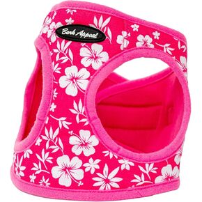 Bark Appeal Pink Hibiscus Step-in Dog Harness for Small-Medium Pets – Updated Sizing, Re-Measuring is Essential – Soft Vest Harness – Anti-Choke with Adjustable Strap & Heavy Duty Clip – XL