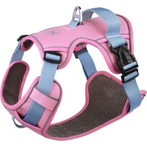 No Pull Dog Harness with Easy Control Handle, Lightweight Adjustable Reflective Dog Vest Harness for Training and Everyday Walking, Fit Small Medium Large Breed Dogs (Orange,Large)