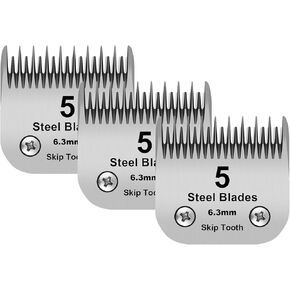 5 Skip Tooth Detachable Pet Dog Grooming Steel Blades,Compatible with Andis,Oster A5,Wahl KM10 Series Clippers,Cut Length 1/4-Inch (6.3mm) ，1 PACK