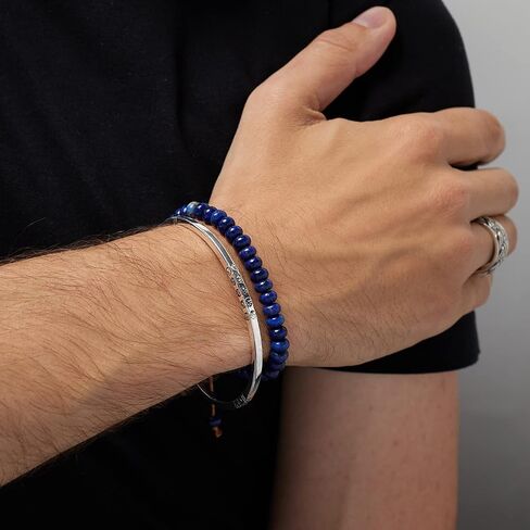 Men's Solid 925 Sterling Silver Bar Bangle Bracelet, Mens Silver Cuff Bangle - Ideal gift for him in Saudi Arabia