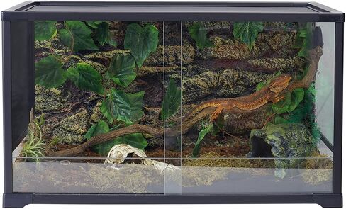 AIICIOO Reptile Glass Tank - 24 x 18 x 18 Inches Knock Down Full View Natural Terrarium for Chameleon Gecko Corn Snake Iguana & Lizard Aquarium in Saudi Arabia