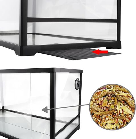 AIICIOO خزان زجاجي للزواحف - 24 × 18 × 18 بوصة نهدم عرض كامل تررم طبيعي لثعبان الحرباء أبو بريص الذرة الإغوانا وحوض السمك السحلية in Kuwait