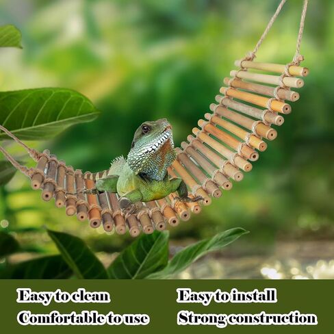 Reptile Climbing Bridge, Bamboo Lizard Ladder Bridge Bearded Dragon Hammock Lizard Lounger Hanging Terrarium Vines Decor Reptiles Habitat Tank Accessories for Gecko Chameleon(4PCS) in Saudi Arabia