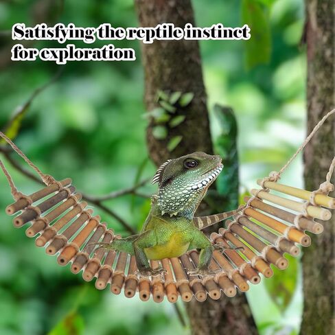 Reptile Climbing Bridge, Bamboo Lizard Ladder Bridge Bearded Dragon Hammock Lizard Lounger Hanging Terrarium Vines Decor Reptiles Habitat Tank Accessories for Gecko Chameleon(4PCS) in Saudi Arabia