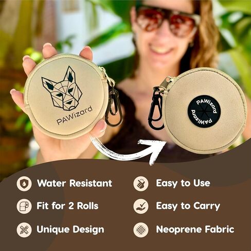 100% Home Compostable, 300 Count, Poop Bags For Dogs with Leash Dispenser, 2-in-1, Thick, Unscented Dog Waste Bags, Leak Proof Pet Garbage Bag for Walks with Holder (Beige) in Saudi Arabia