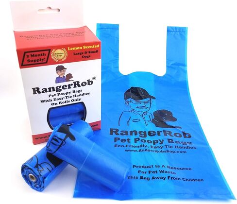 Poopy Bags On Rolls. Premium Dog Waste/Poop Bags, Custom Easy-tie Handles for Large & Small Dogs. Lemon Scented (Dust Free), Larger & Deeper Design, Qty. 120 (on Rolls) in Saudi Arabia