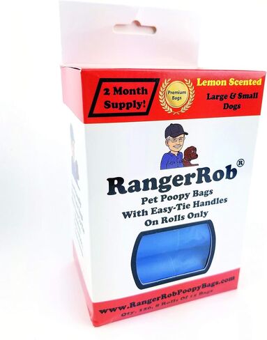 Poopy Bags On Rolls. Premium Dog Waste/Poop Bags, Custom Easy-tie Handles for Large & Small Dogs. Lemon Scented (Dust Free), Larger & Deeper Design, Qty. 120 (on Rolls) in Saudi Arabia