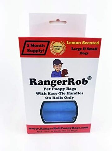 Poopy Bags On Rolls. Premium Dog Waste/Poop Bags, Custom Easy-tie Handles for Large & Small Dogs. Lemon Scented (Dust Free), Larger & Deeper Design, Qty. 120 (on Rolls) in Saudi Arabia