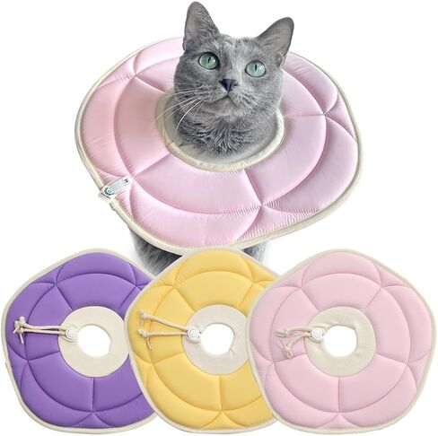 Adjustable Flower Recovery Collar for Dogs and Cats, Soft Comfortable Lightweight, Prevent Licking Wounds, Non-Vision Blocking, Pink,Yellow,Purple (Purple, Small) in Saudi Arabia
