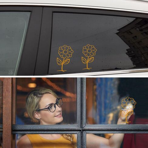 1Sheet Sun Flower Decal,Daisy Flower Birth Month Wildflowers Stickers,Vinyl Boho Floral Car Bumper Decal Gift for Plant Lovers,Women Birthday Wedding Party Classroom Decor|7.5" High (White) in Kuwait