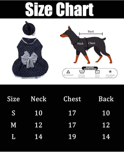 فستان القطط الفاخرة، فساتين سوداء للقطط مع قبعة، ملابس الحيوانات الأليفة وفيونكة، تنانير زفاف لطيفة للقطط (S) in Kuwait