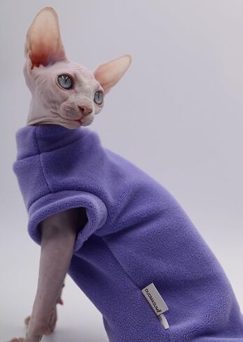 Hairless Cat Clothes Autumn/Winter Warm Fleece Super Soft Stretch Cat Clothes for Sphynx,Devon, Konis,Small Cats and Dogs (Green, Large) in Kuwait