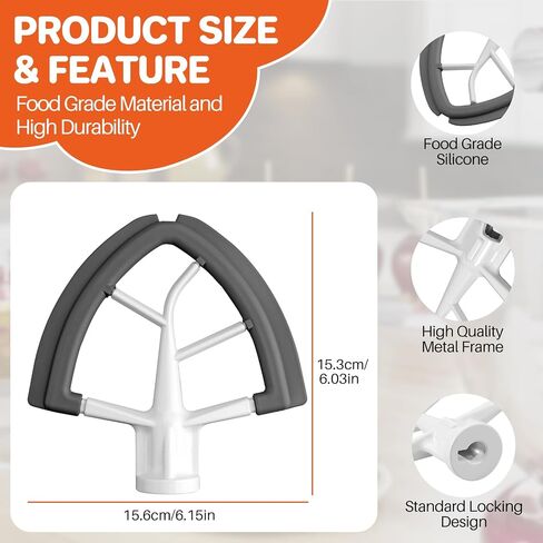 Flex Edge Beater for KitchenAid, 4.5-5 Qt Tilt-Head Stand Mixer Attachments, Flat Beater Paddle with Flexible Silicone Edges Bowl Scraper in Saudi Arabia
