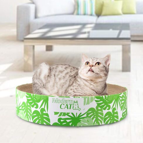 ALL FOR PAWS من الورق المقوى المموج الطبيعي المُعاد تدويره، قطعتان من وسادة خدش القطط المستديرة المتوسطة ولعبة الصالة مع النعناع البري، سرير أريكة للخدش مناسب للقطط للراحة وطحن المخالب واللعب in Kuwait