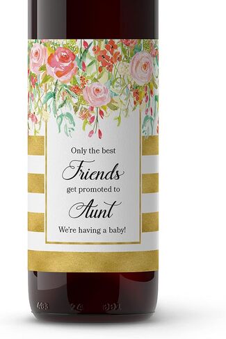 ملصقات النبيذ لإعلان الحمل من FRIENDS ● مجموعة من 4 ● يتم ترقية أفضل الأصدقاء فقط إلى ملصقات AUNTIE، والعمات، وملصقات زجاجة النبيذ التي تكشف عن الحمل، وهي مقاومة للماء (وردي أحمر الخدود) in Saudi Arabia