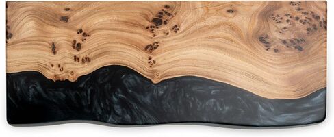 RWA Unique Floating Shelf for Wall - Stylish Hanging Shelves for Room Wall Bedroom Bathroom Office Decor, Epoxy Wood Wall Shelf Plank (Straight Edge, platinum, Small - 12x6") in Saudi Arabia