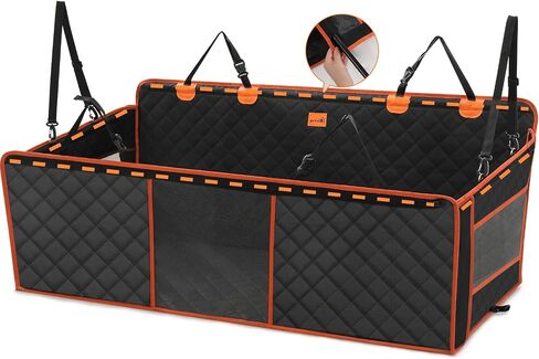 Pecute Back Seat Extender for Dogs, Hard Bottom Dog Car Seat Supports 330lb, Back Seat Extender Sturdy Built-in Iron Pipe, Dog Hammock Bed with Upgraded Side Wings for Car, SUV, Trucks in Saudi Arabia