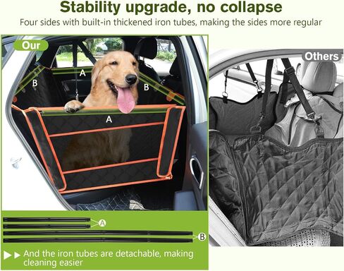 Pecute Back Seat Extender for Dogs, Hard Bottom Dog Car Seat Supports 330lb, Back Seat Extender Sturdy Built-in Iron Pipe, Dog Hammock Bed with Upgraded Side Wings for Car, SUV, Trucks in Saudi Arabia