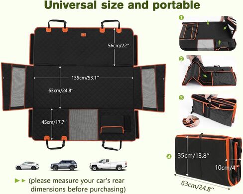 Pecute Back Seat Extender for Dogs, Hard Bottom Dog Car Seat Supports 330lb, Back Seat Extender Sturdy Built-in Iron Pipe, Dog Hammock Bed with Upgraded Side Wings for Car, SUV, Trucks in Saudi Arabia