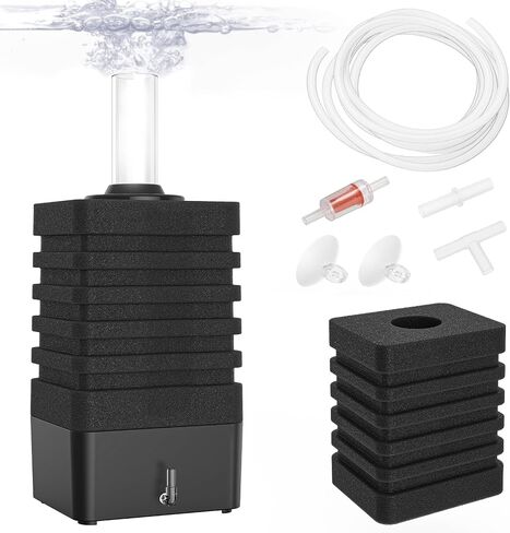 Aquarium Bio Sponge Filter Kit, Super-Quiet Submersible Fish Tank Foam Filter with 1 Spare Sponge and Full Accessories, Suits Tanks Within 20 Gallon (S Kit/2 Pack) in Saudi Arabia