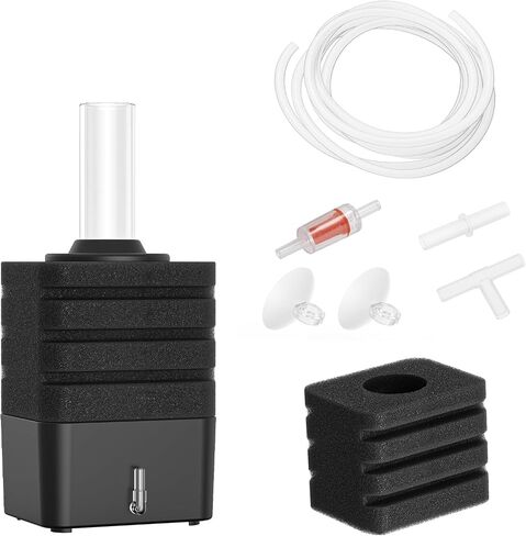 Aquarium Bio Sponge Filter Kit, Super-Quiet Submersible Fish Tank Foam Filter with 1 Spare Sponge and Full Accessories, Suits Tanks Within 20 Gallon (S Kit/2 Pack) in Saudi Arabia